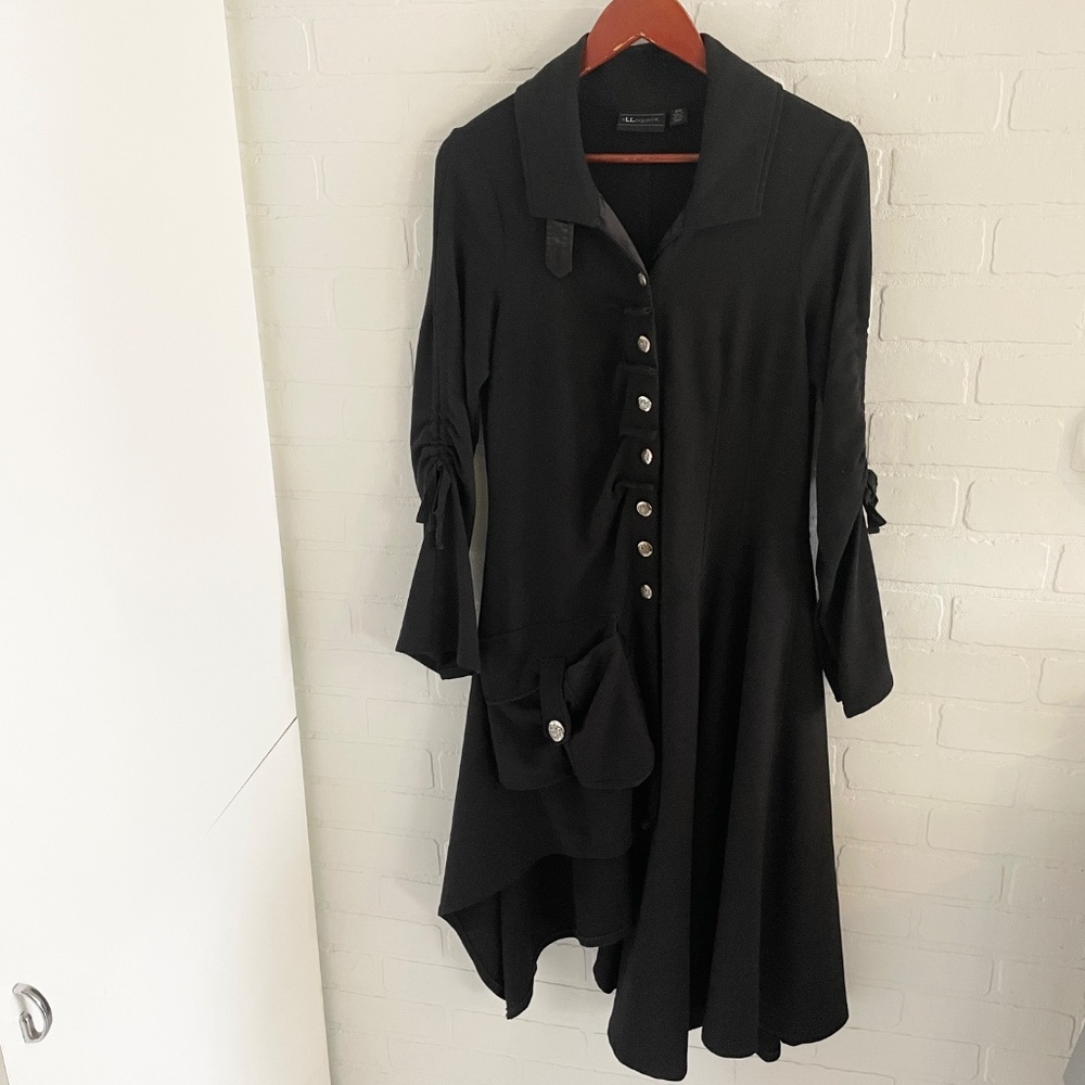 Y2K Gothic Redingote Coat Asymmetrical Button Jacket Lightweight Elloquent Sz M - Picture 6 of 16